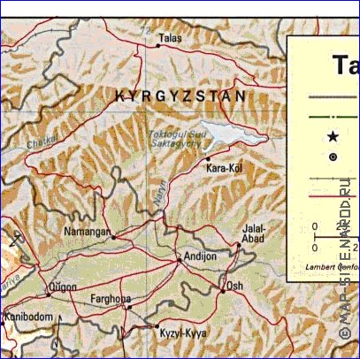 Administratives carte de Tadjikistan en anglais