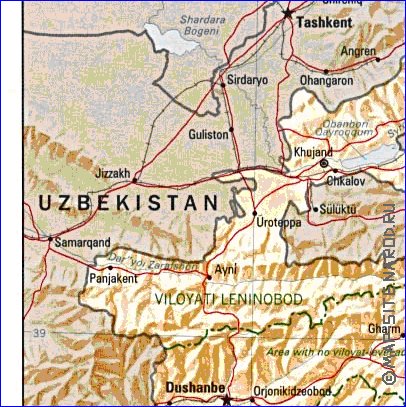 Administratives carte de Tadjikistan en anglais