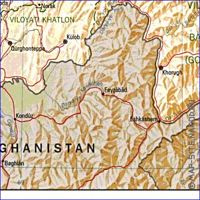 Administratives carte de Tadjikistan en anglais