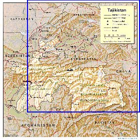 Administrativa mapa de Tadjiquistao em ingles