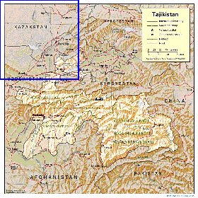 Administrativa mapa de Tadjiquistao em ingles