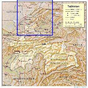Administrativa mapa de Tadjiquistao em ingles