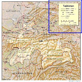 Administrativa mapa de Tadjiquistao em ingles