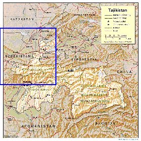 Administrativa mapa de Tadjiquistao em ingles