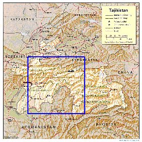 Administrativa mapa de Tadjiquistao em ingles