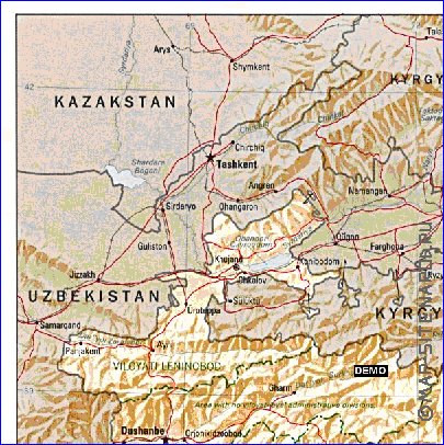 Administrativa mapa de Tadjiquistao em ingles