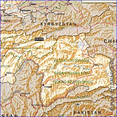 Administrativa mapa de Tadjiquistao em ingles