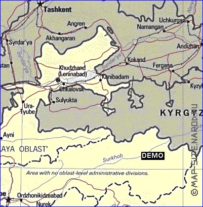 Administrativa mapa de Tadjiquistao