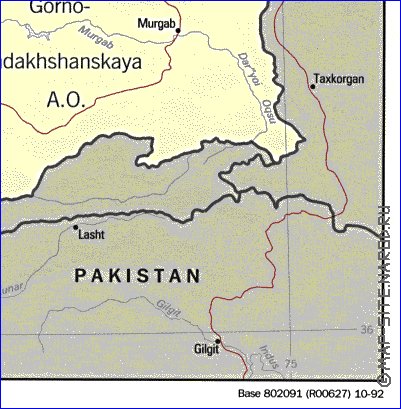 Administrativa mapa de Tadjiquistao