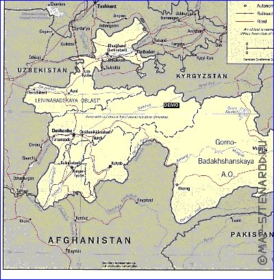 Administrativa mapa de Tadjiquistao