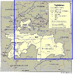 Administrativa mapa de Tadjiquistao