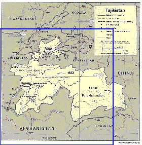 Administrativa mapa de Tadjiquistao