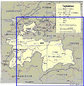 Administrativa mapa de Tadjiquistao