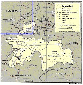 Administrativa mapa de Tadjiquistao