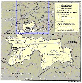 Administrativa mapa de Tadjiquistao