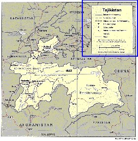 Administrativa mapa de Tadjiquistao