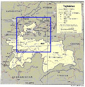 Administrativa mapa de Tadjiquistao