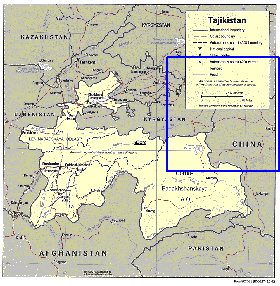 Administrativa mapa de Tadjiquistao