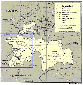 Administrativa mapa de Tadjiquistao