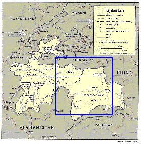 Administrativa mapa de Tadjiquistao