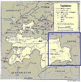 Administrativa mapa de Tadjiquistao