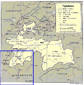 Administrativa mapa de Tadjiquistao