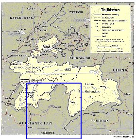 Administrativa mapa de Tadjiquistao