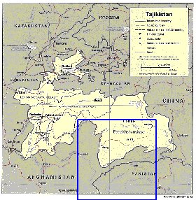 Administrativa mapa de Tadjiquistao