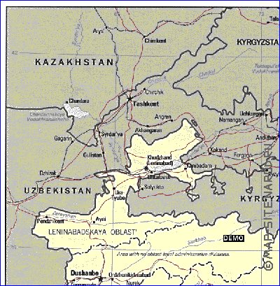 Administrativa mapa de Tadjiquistao