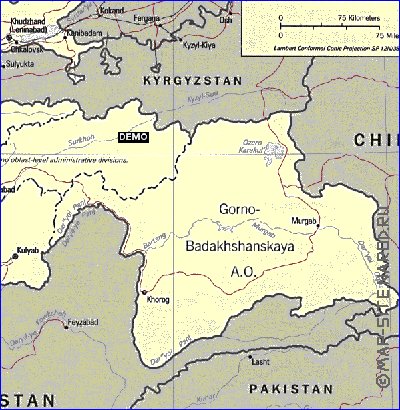 Administrativa mapa de Tadjiquistao