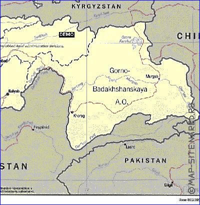 Administrativa mapa de Tadjiquistao