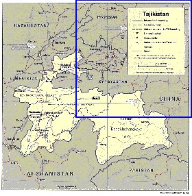 Administrativa mapa de Tadjiquistao