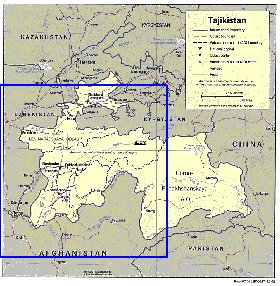 Administrativa mapa de Tadjiquistao