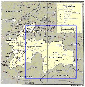 Administrativa mapa de Tadjiquistao