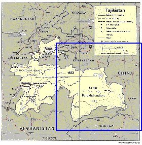 Administrativa mapa de Tadjiquistao