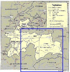 Administrativa mapa de Tadjiquistao