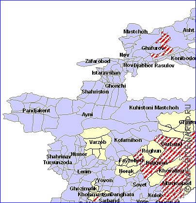 mapa de Tadjiquistao em ingles