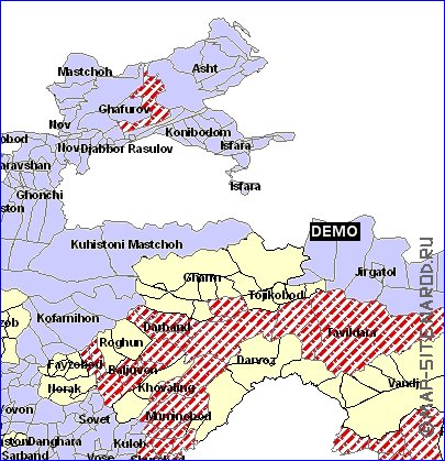 mapa de Tadjiquistao em ingles