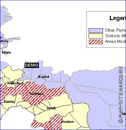 mapa de Tadjiquistao em ingles