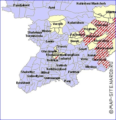 carte de Tadjikistan en anglais