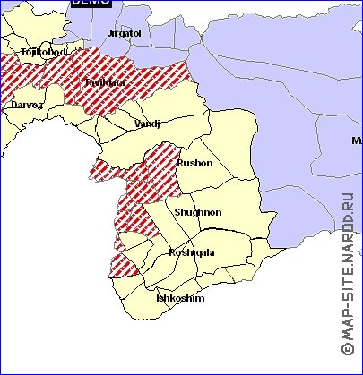 mapa de Tadjiquistao em ingles