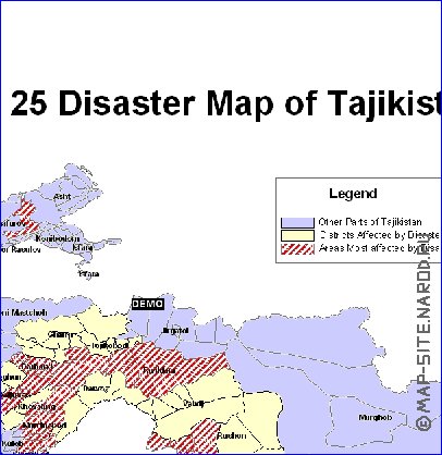 mapa de Tadjiquistao em ingles