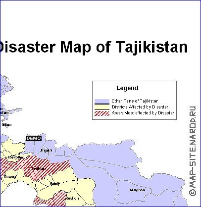 mapa de Tadjiquistao em ingles