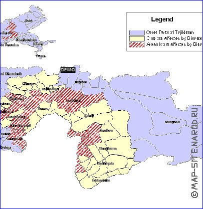 mapa de Tadjiquistao em ingles