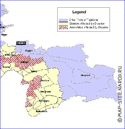 mapa de Tadjiquistao em ingles