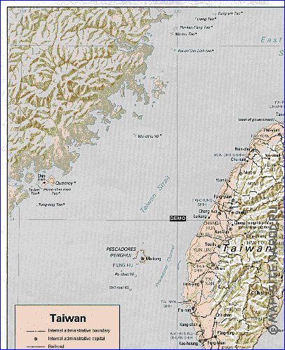 Administrativa mapa de Republica da China em ingles