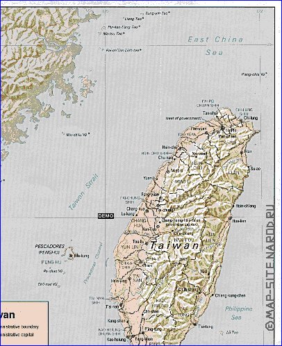 Administrativa mapa de Republica da China em ingles