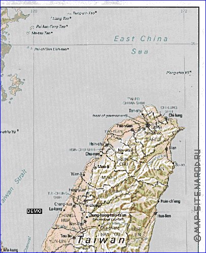 Administrativa mapa de Republica da China em ingles