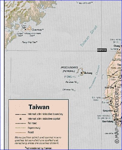 Administrativa mapa de Republica da China em ingles