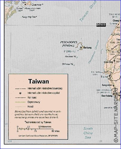 Administrativa mapa de Republica da China em ingles